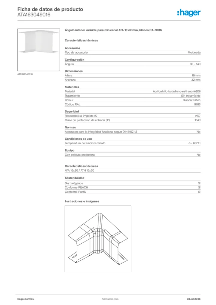 Imagen Hager Ficha de datos de producto ATA163049016 | Hager España