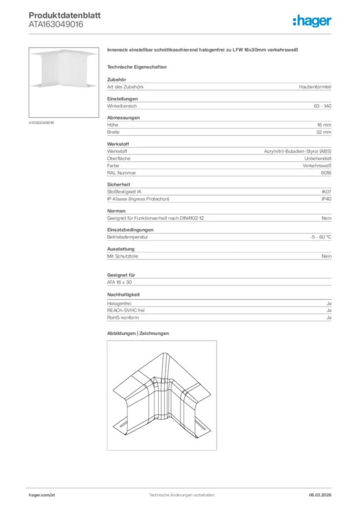 Bild Hager Produktdatenblatt ATA163049016 | Hager Deutschland
