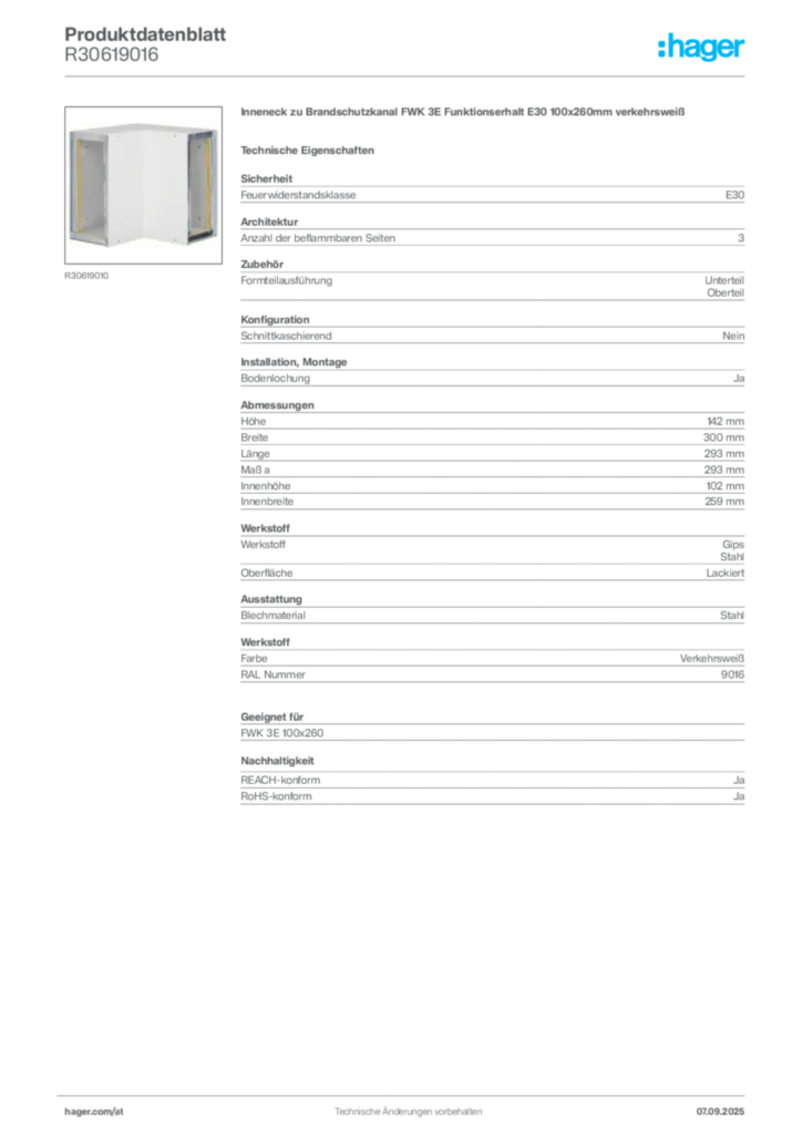 Bild Hager Produktdatenblatt R30619016 | Hager Deutschland