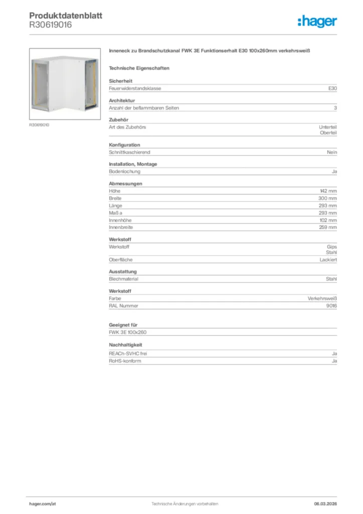 Bild Hager Produktdatenblatt R30619016 | Hager Deutschland