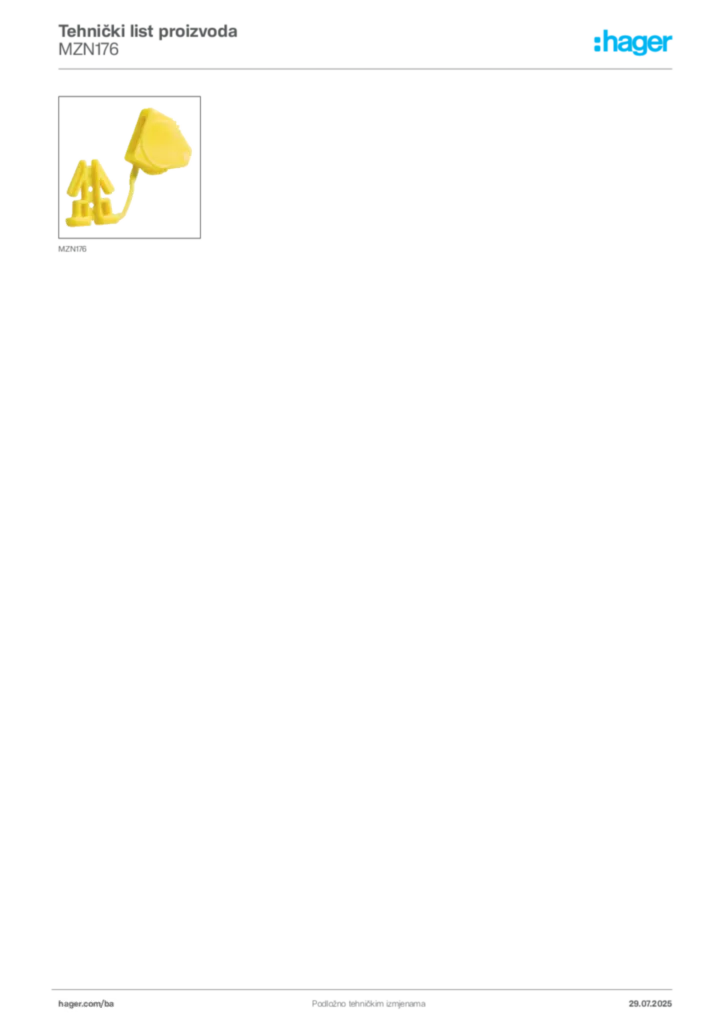 Slika Hager Product data sheet MZN176  | Hager