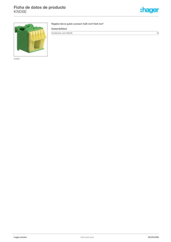 Imagen Hager Ficha de datos de producto KN06E | Hager España