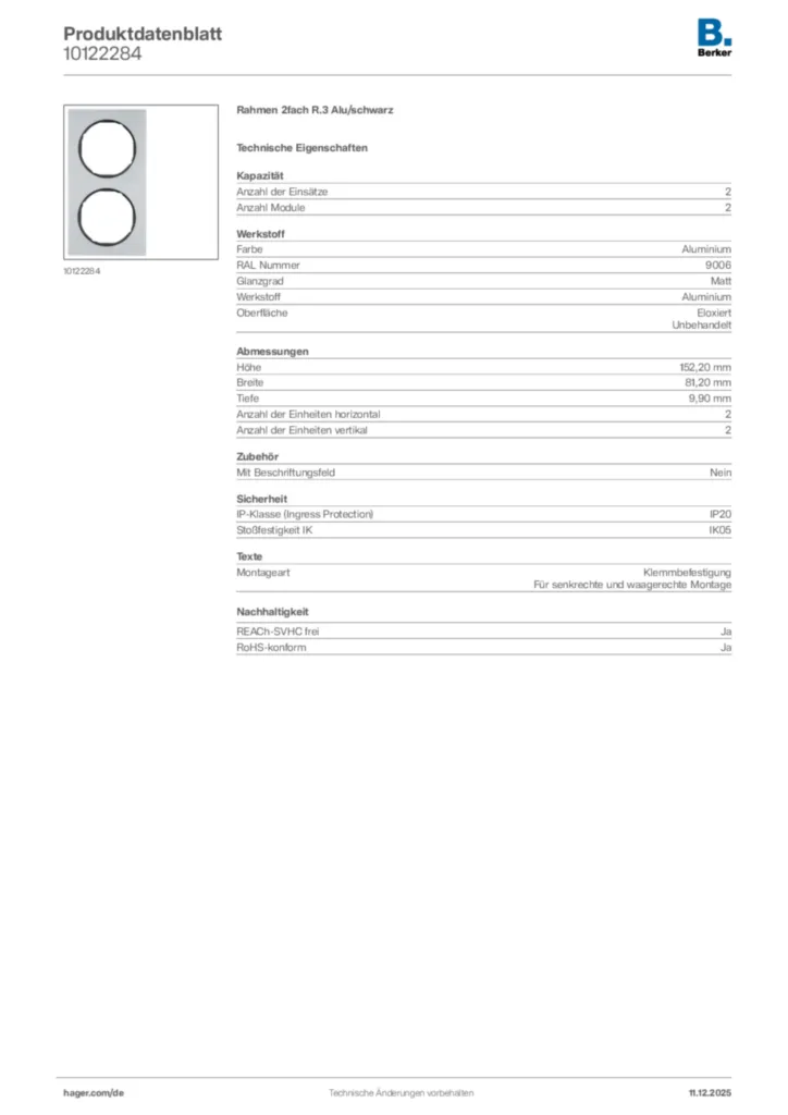 Berker Produktdatenblatt 10122284