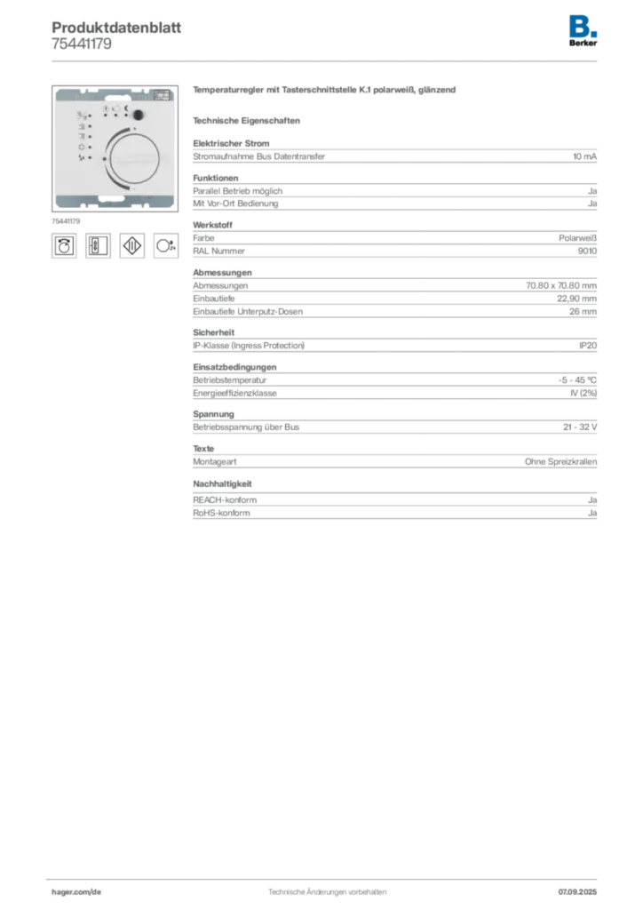 Bild Berker Produktdatenblatt 75441179 | Hager Deutschland