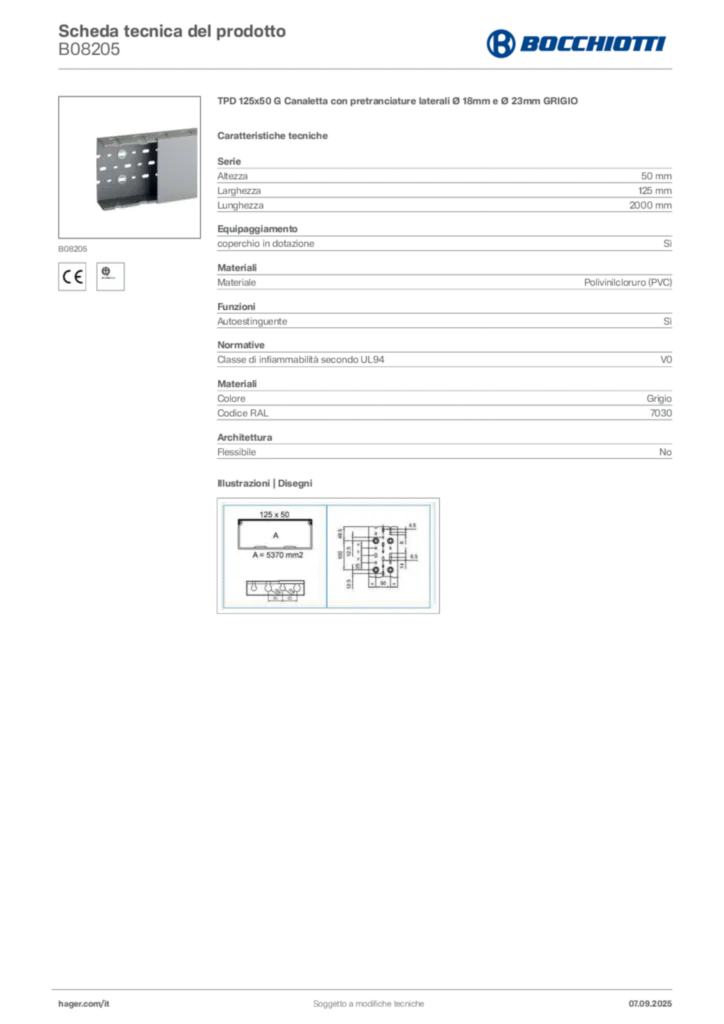 Immagine Bocchiotti Scheda tecnica del prodotto B08205 | Hager Italia
