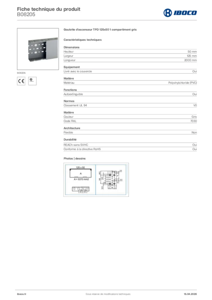 Image Iboco Fiche technique du produit B08205 | Hager France