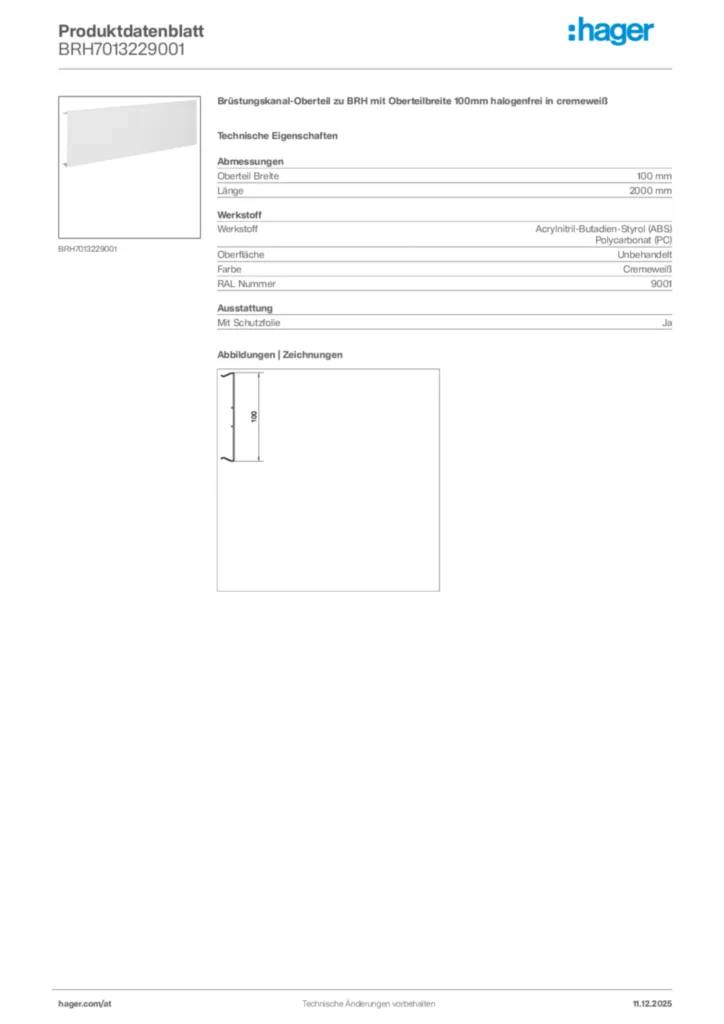 Bild Hager Produktdatenblatt BRH7013229001 | Hager Deutschland