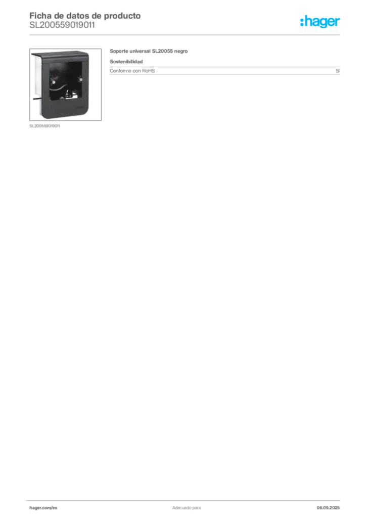 Imagen Hager Ficha de datos de producto SL200559019011 | Hager España