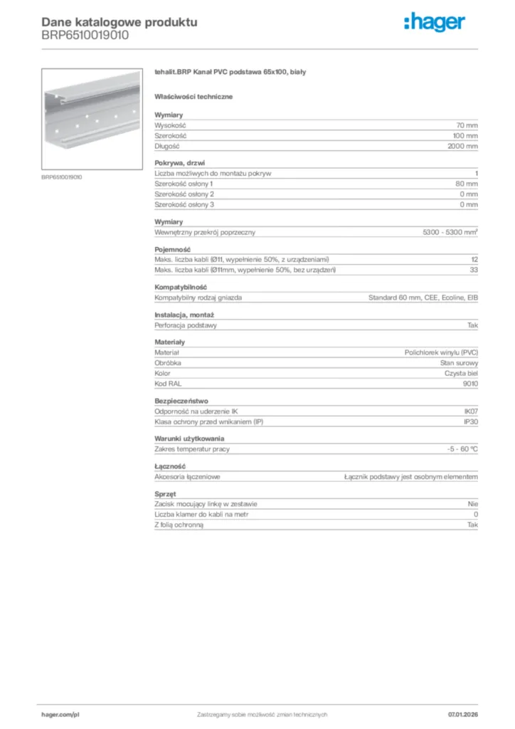Zdjęcie Hager Karta katalogowa BRP6510019010 | Hager Polska