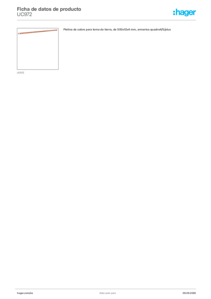Imagen Hager Ficha de datos de producto UC972 | Hager España