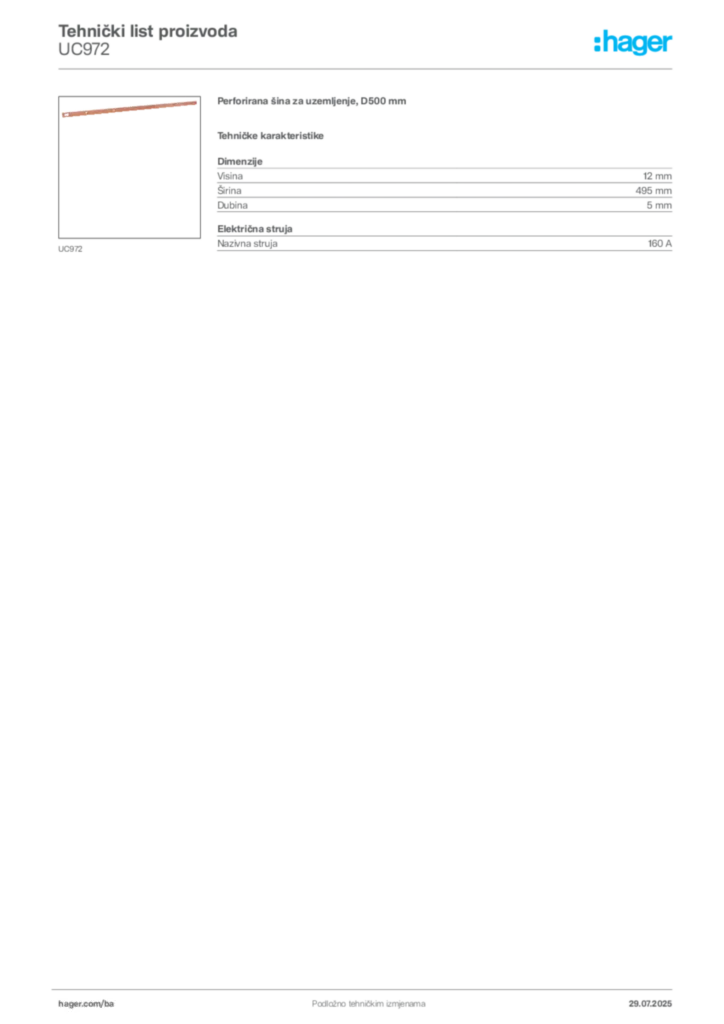 Slika Hager Product data sheet UC972  | Hager