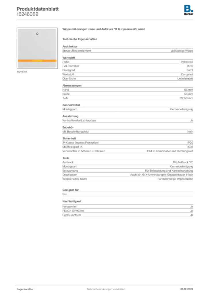 Berker Produktdatenblatt 16246089