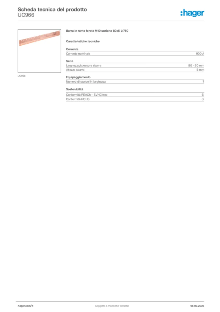 Immagine Hager Scheda tecnica del prodotto UC966 | Hager Italia