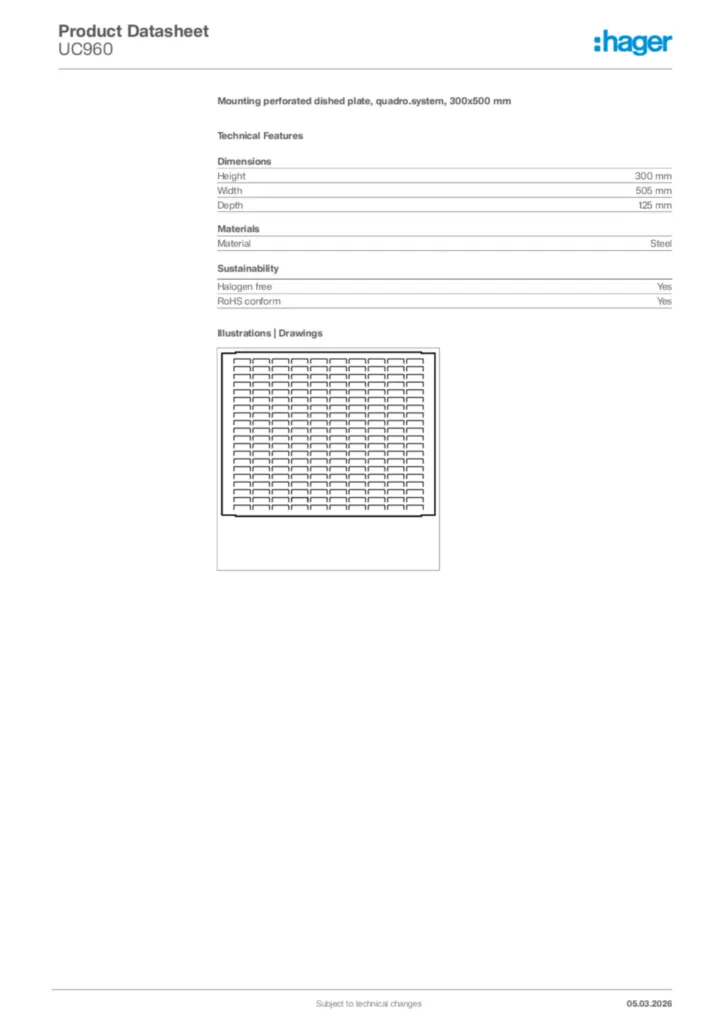 Image Hager Product data sheet UC960  | Hager Africa