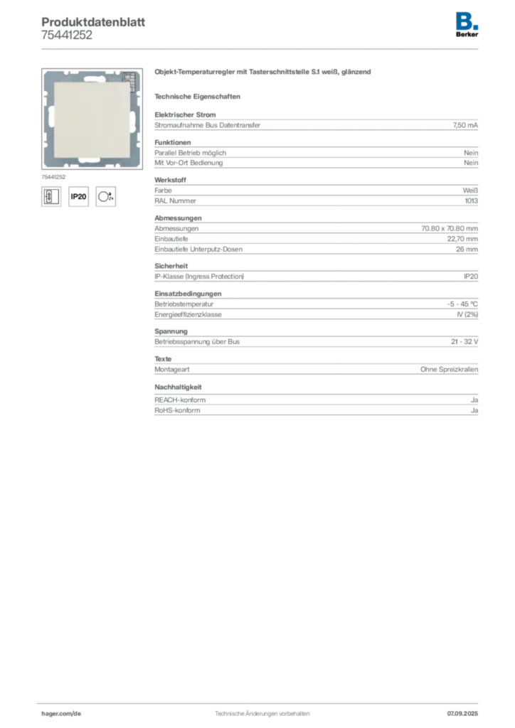 Berker Produktdatenblatt 75441252