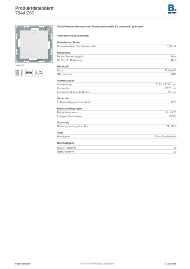 Berker Produktdatenblatt 75441259