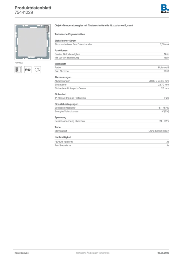 Berker Produktdatenblatt 75441229