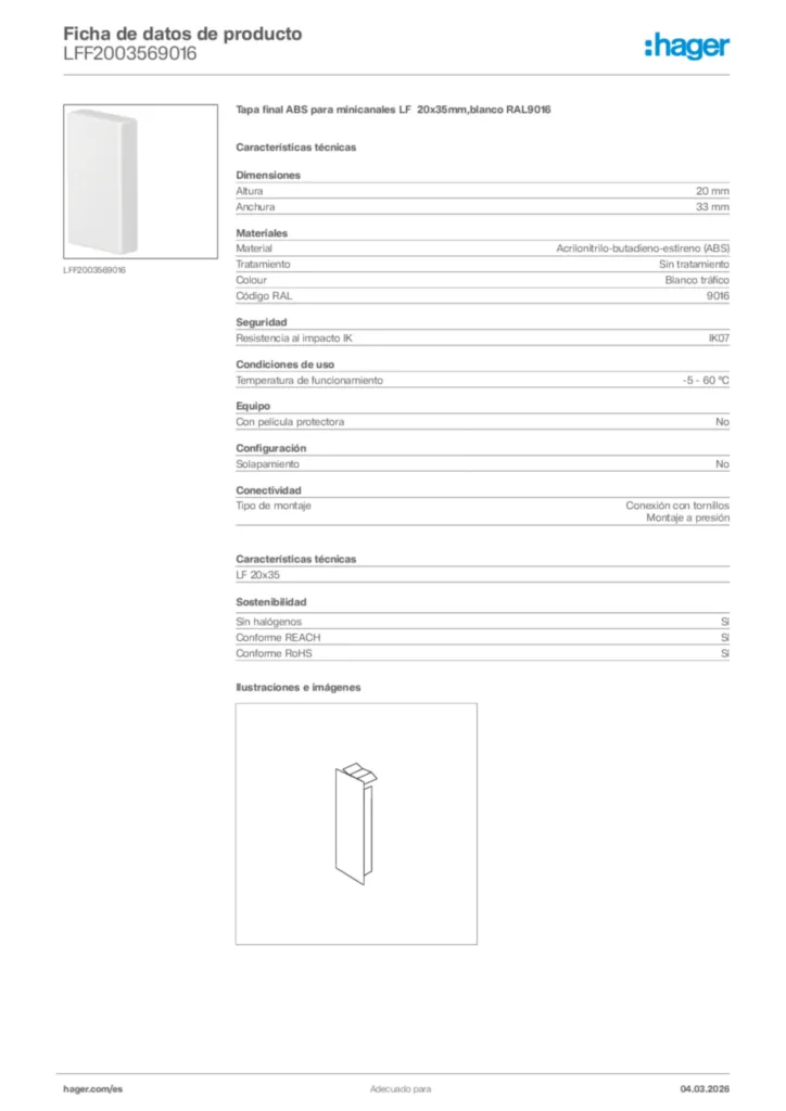 Imagen Hager Ficha de datos de producto LFF2003569016 | Hager España