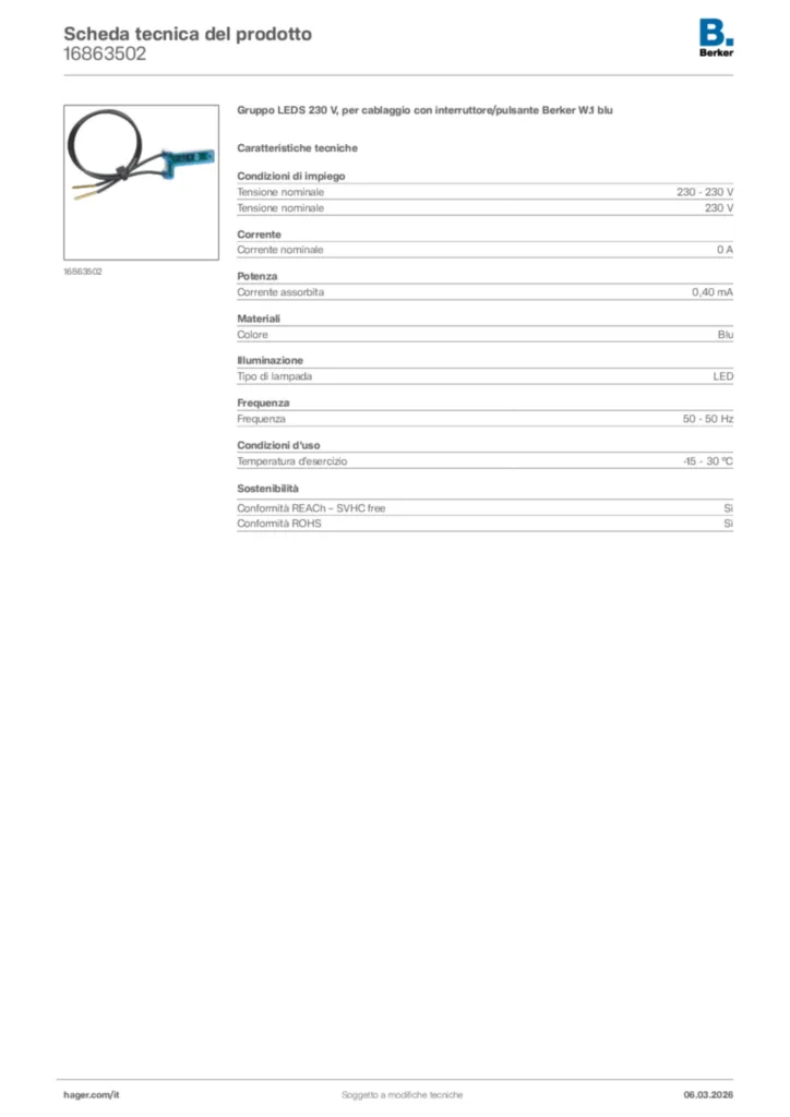 Immagine Berker Scheda tecnica del prodotto 16863502 | Hager Italia