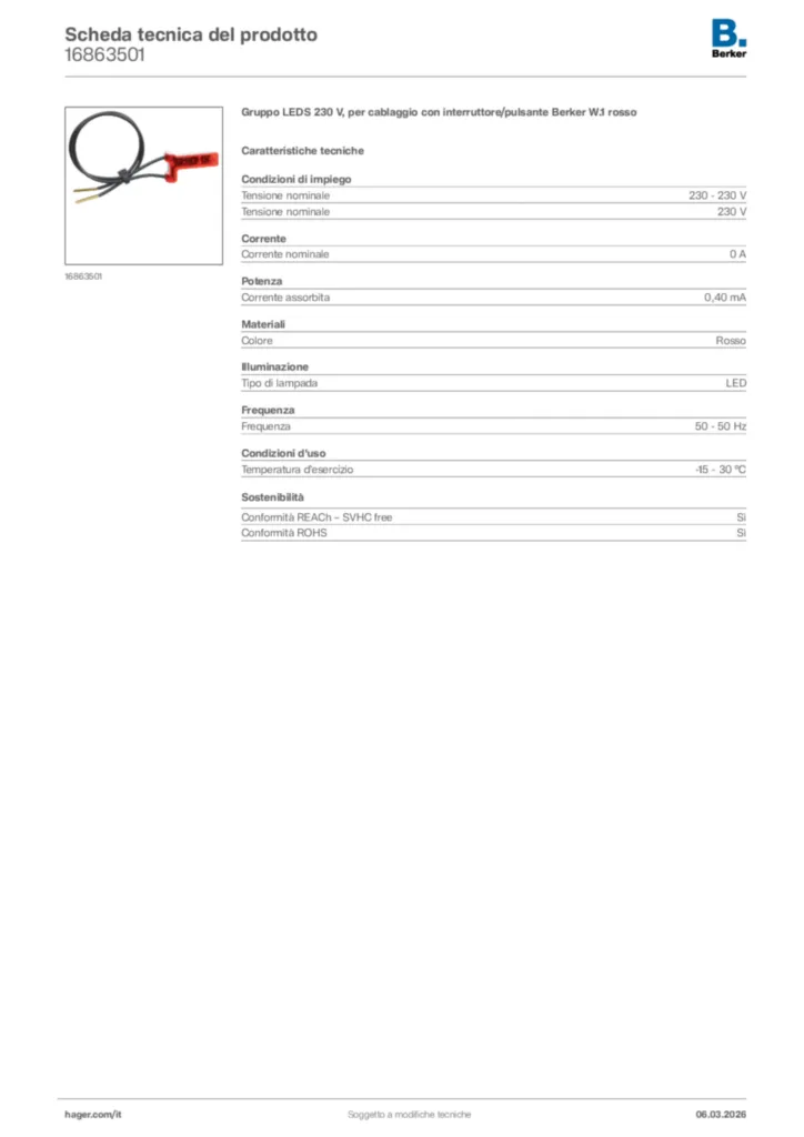 Immagine Berker Scheda tecnica del prodotto 16863501 | Hager Italia