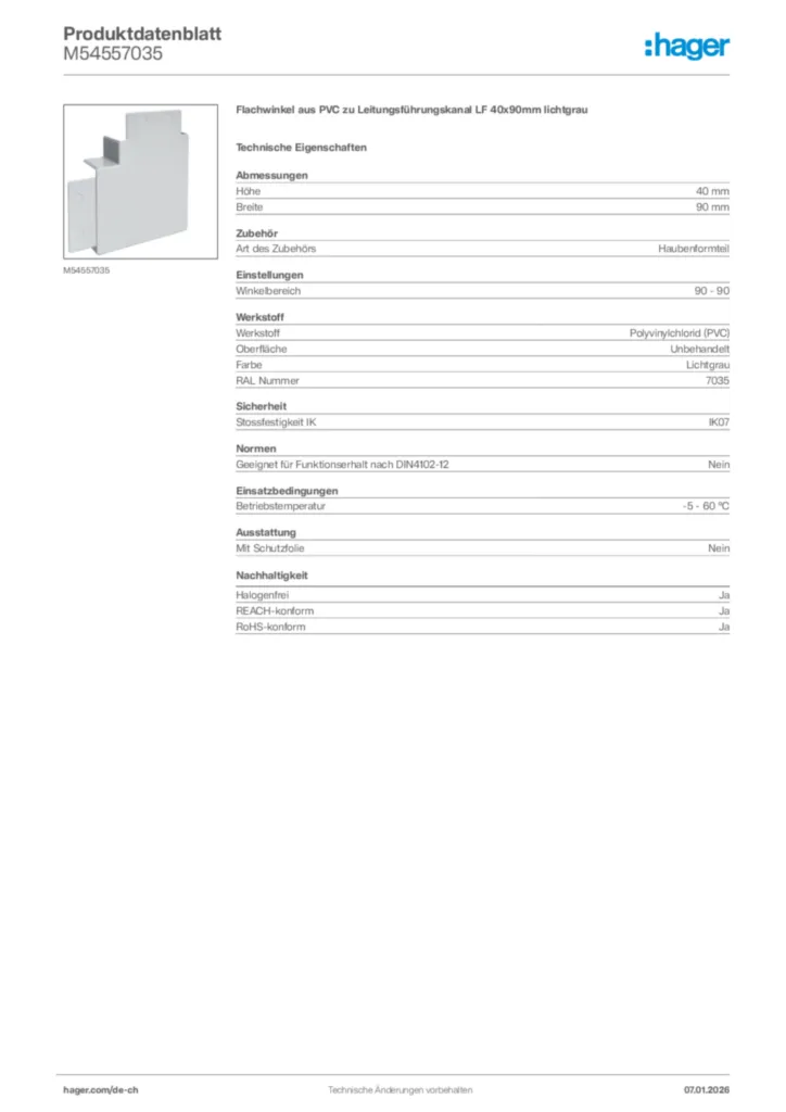 Bild Hager Produktdatenblatt M54557035 | Hager Schweiz