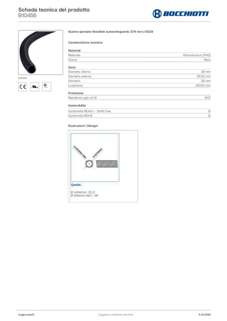 Immagine Bocchiotti Scheda tecnica del prodotto B10456 | Hager Italia