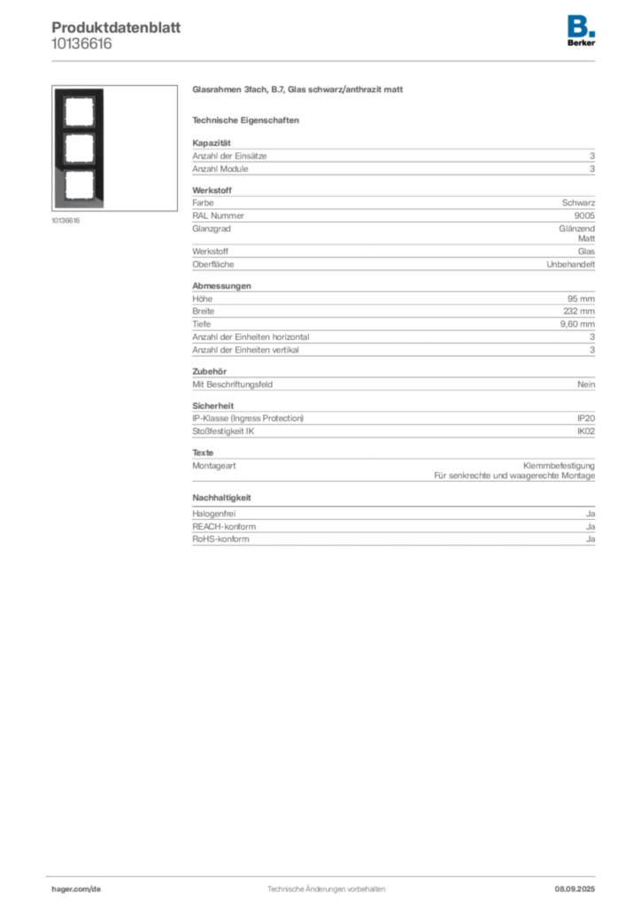 Bild Berker Produktdatenblatt 10136616 | Hager Deutschland