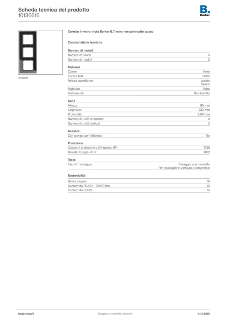 Immagine Berker Scheda tecnica del prodotto 10136616 | Hager Italia