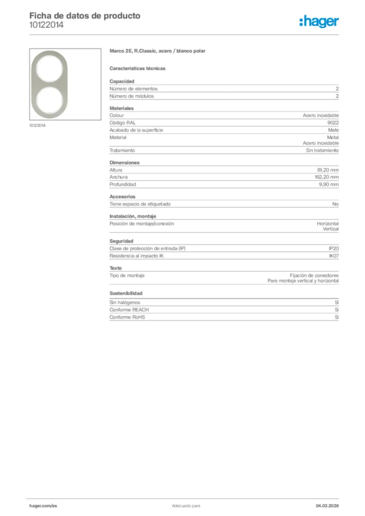 Imagen Hager Ficha de datos de producto 10122014 | Hager España