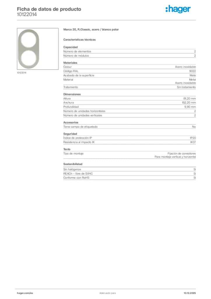 Imagen Hager Ficha de datos de producto 10122014 | Hager España