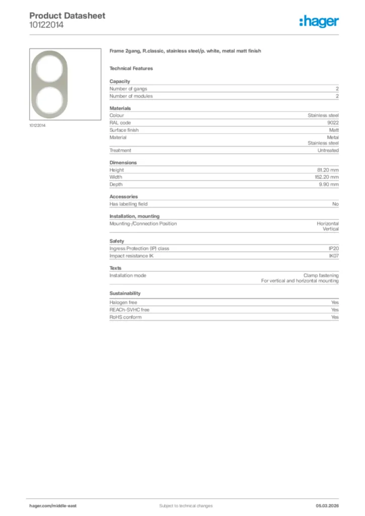 Image Hager Product data sheet 10122014  | Hager