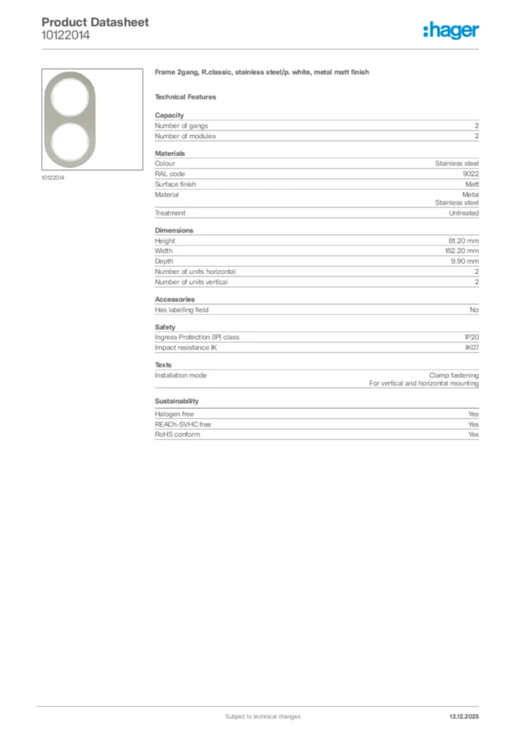 Image Hager Product data sheet 10122014  | Hager