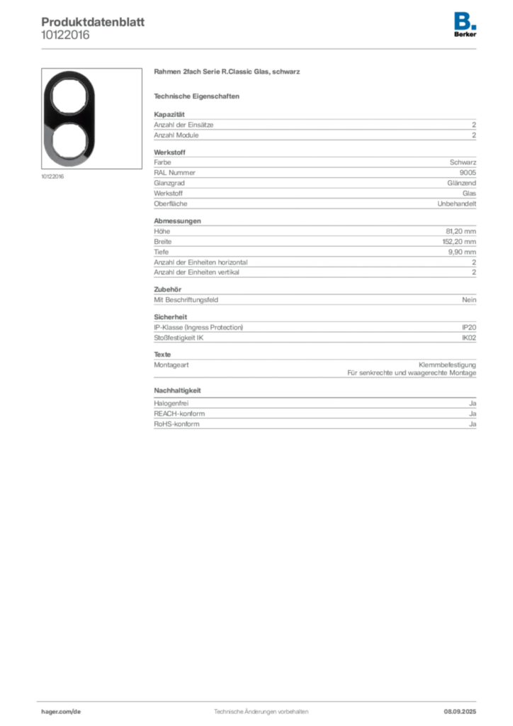 Bild Berker Produktdatenblatt 10122016 | Hager Deutschland
