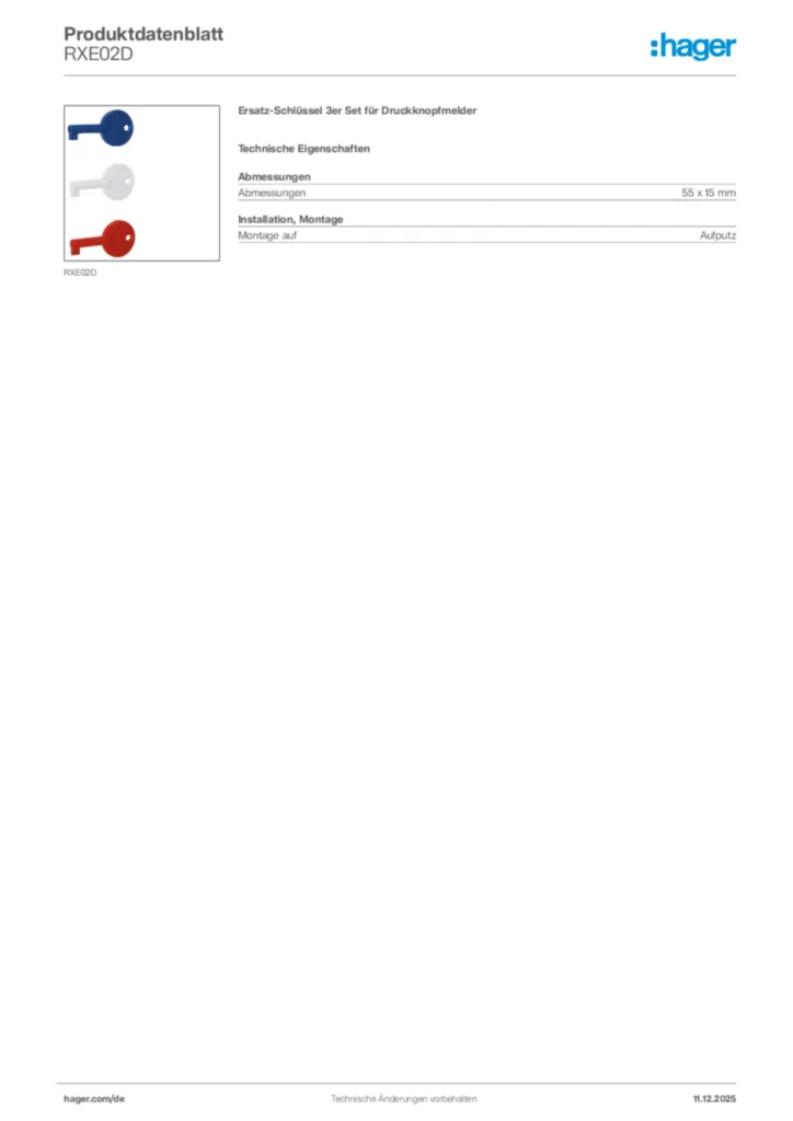 Hager Produktdatenblatt RXE02D