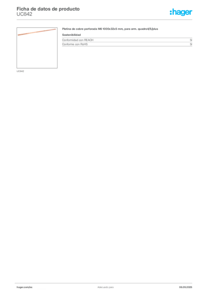 Imagen Hager Ficha de datos de producto UC842 | Hager España
