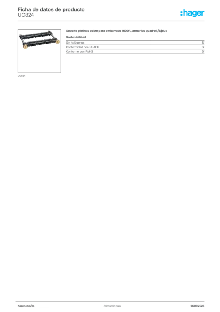 Imagen Hager Ficha de datos de producto UC824 | Hager España