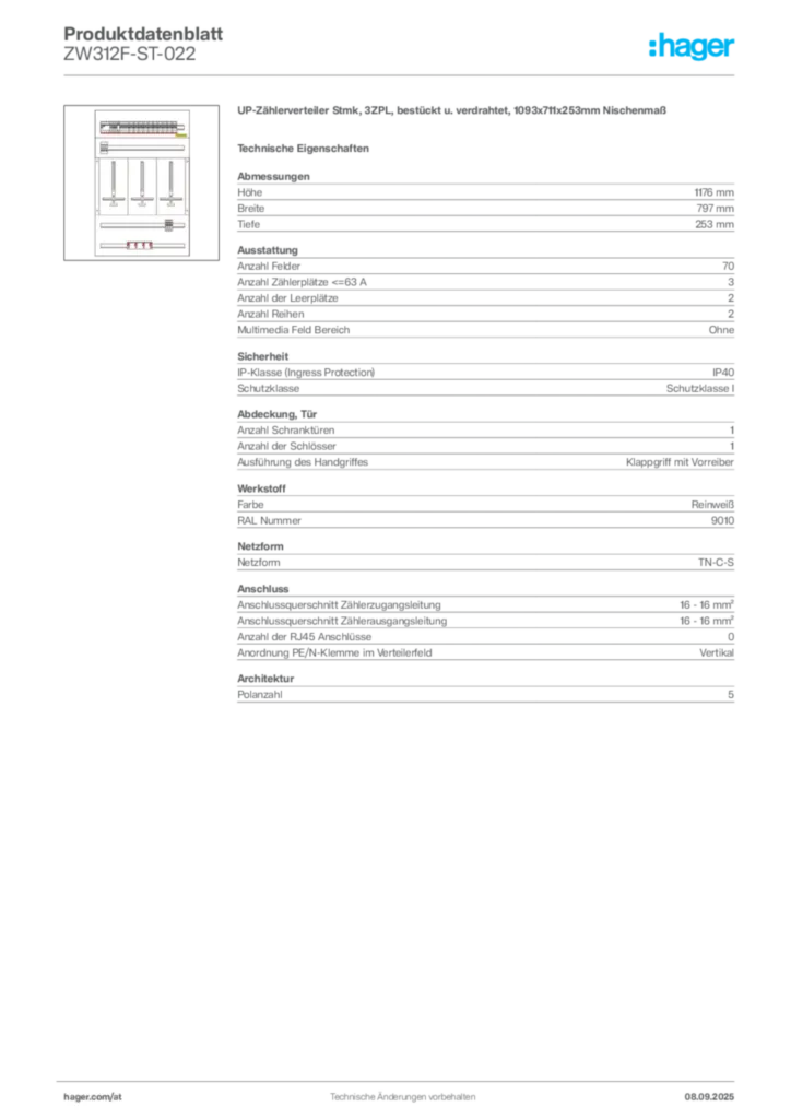 Bild Hager Produktdatenblatt ZW312F-ST-022 | Hager Deutschland