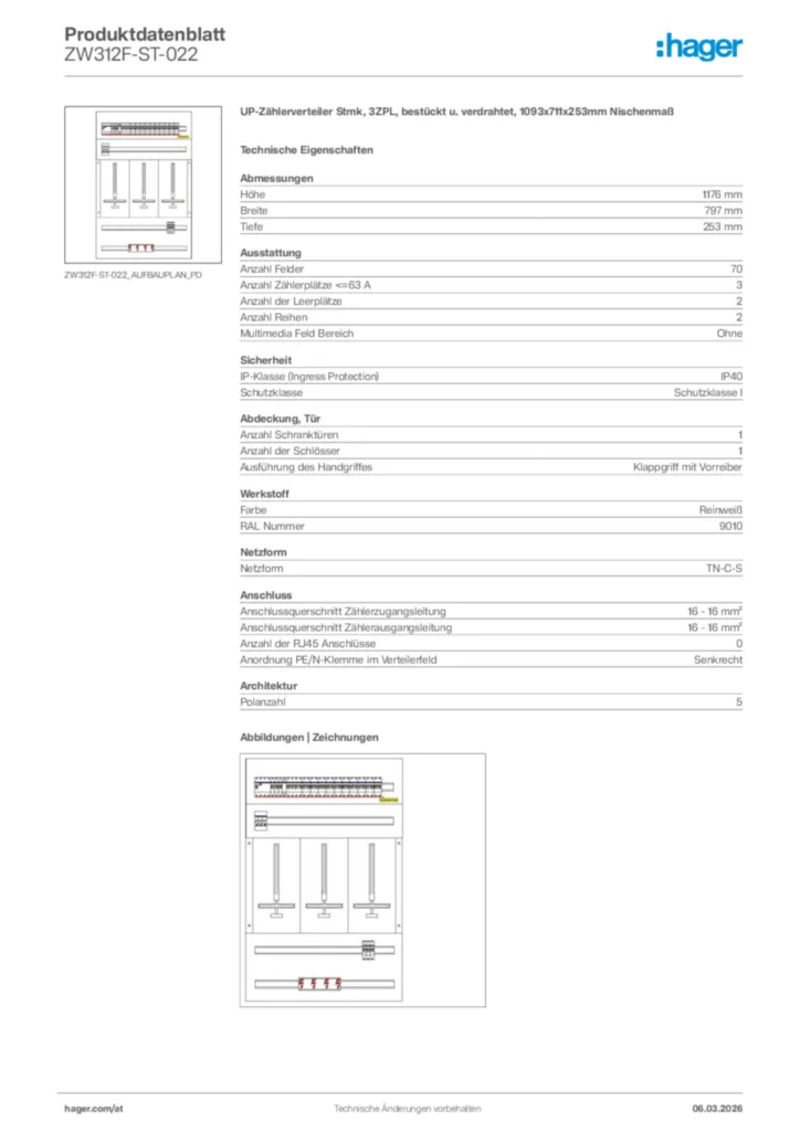 Bild Hager Produktdatenblatt ZW312F-ST-022 | Hager Deutschland