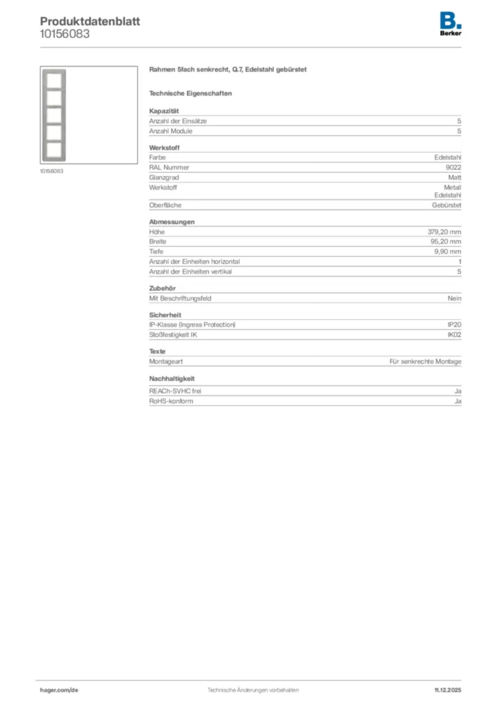 Berker Produktdatenblatt 10156083