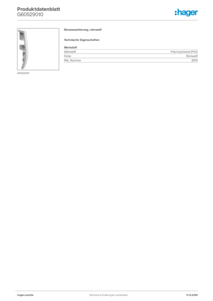 Bild Hager Produktdatenblatt G60529010 | Hager Deutschland