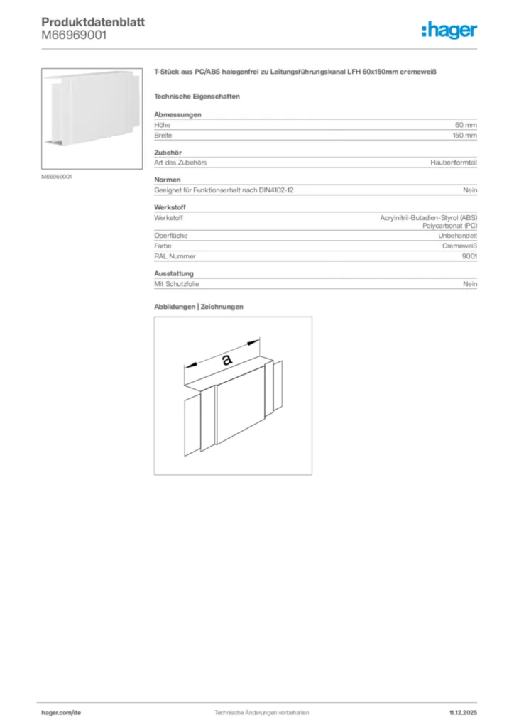 Bild Hager Produktdatenblatt M66969001 | Hager Deutschland