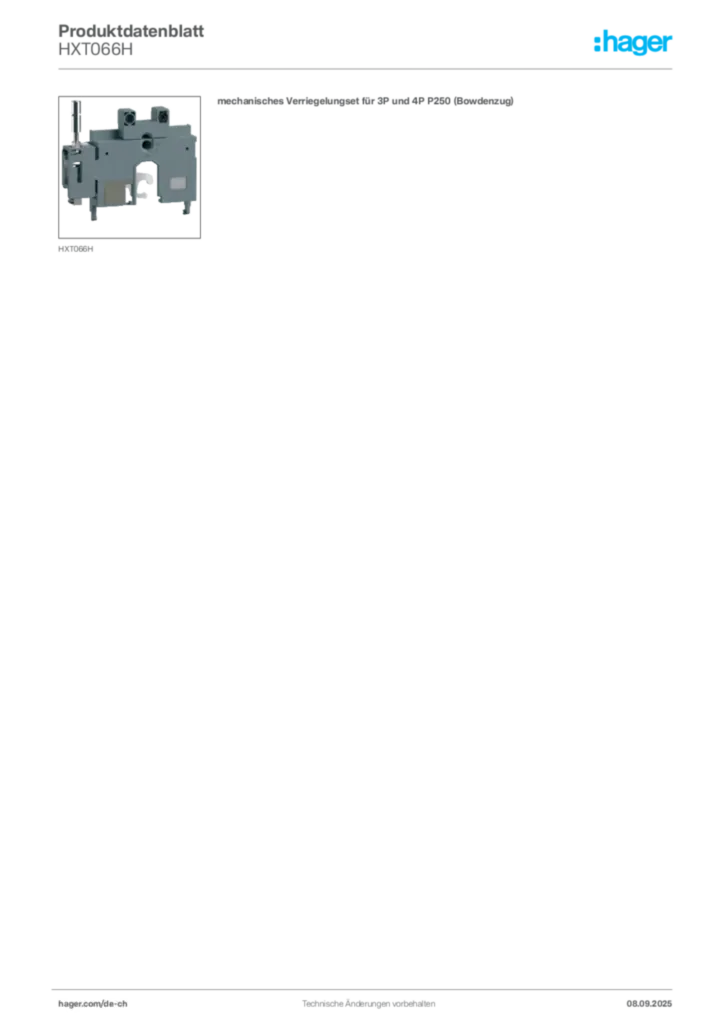 Bild Hager Produktdatenblatt HXT066H | Hager Schweiz