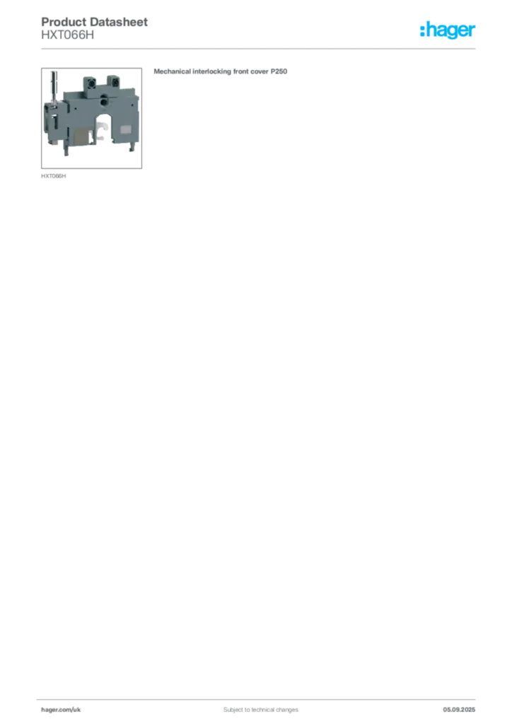 Image Hager Product data sheet HXT066H  | Hager
