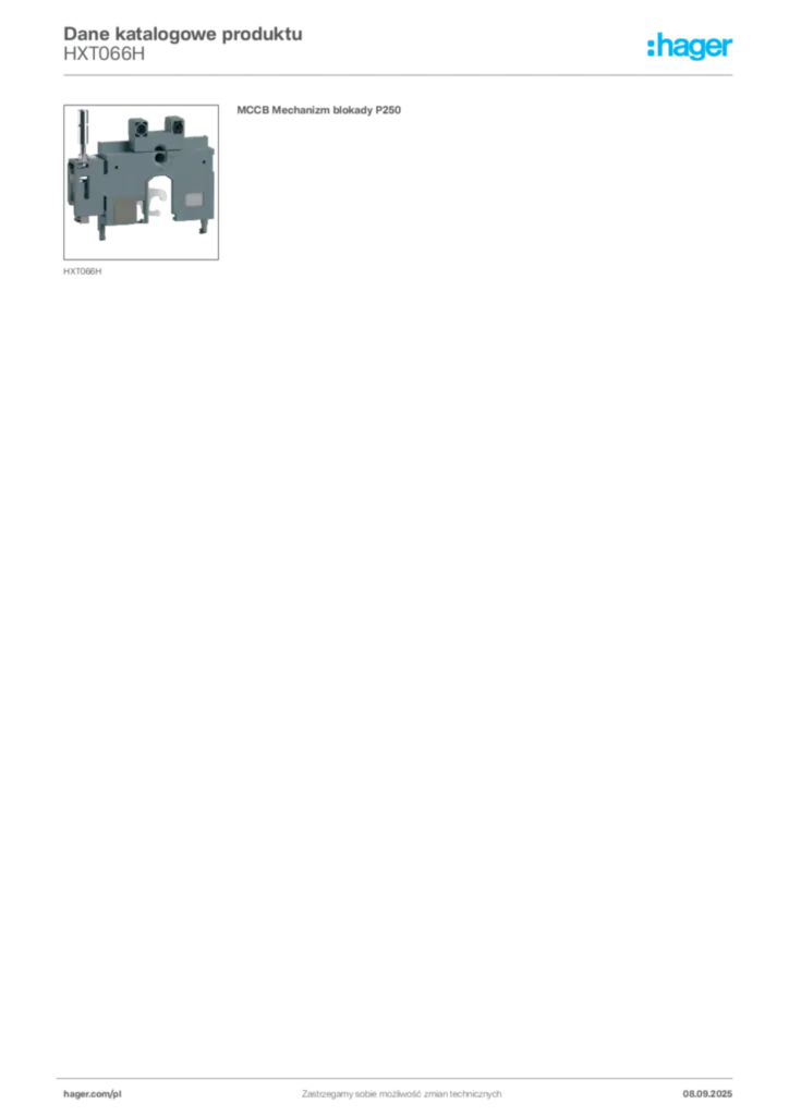 Zdjęcie Hager Dane katalogowe produktu HXT066H | Hager Polska