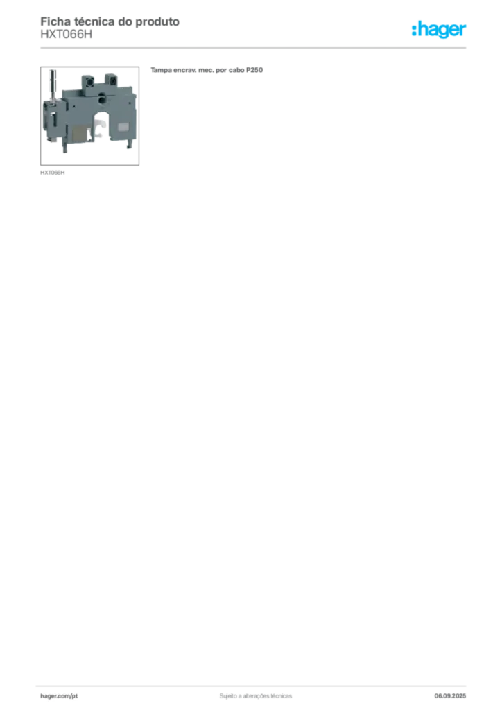 Imagem Hager Ficha técnica do produto HXT066H | Hager Portugal