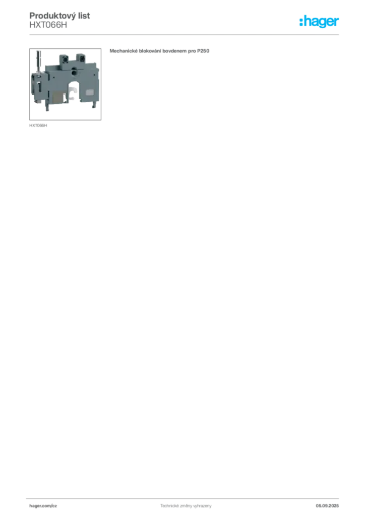 Obrázek Hager Produktový list HXT066H | Hager