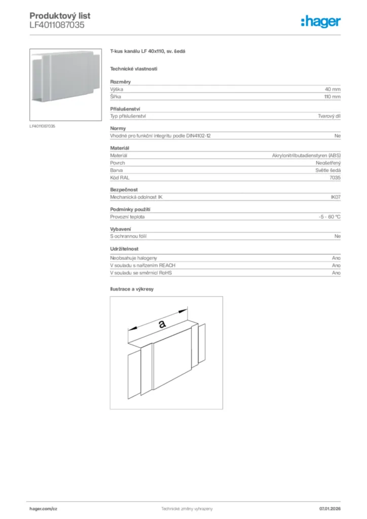 Obrázek Hager Product data sheet LF4011087035 | Hager