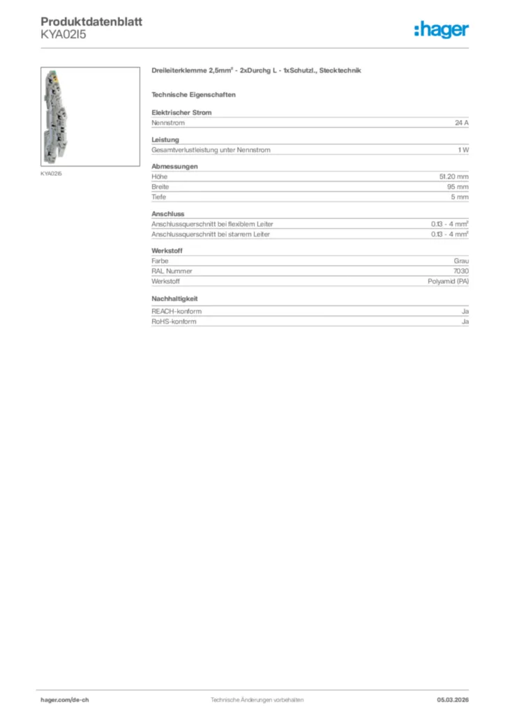 Bild Hager Produktdatenblatt KYA02I5 | Hager Schweiz