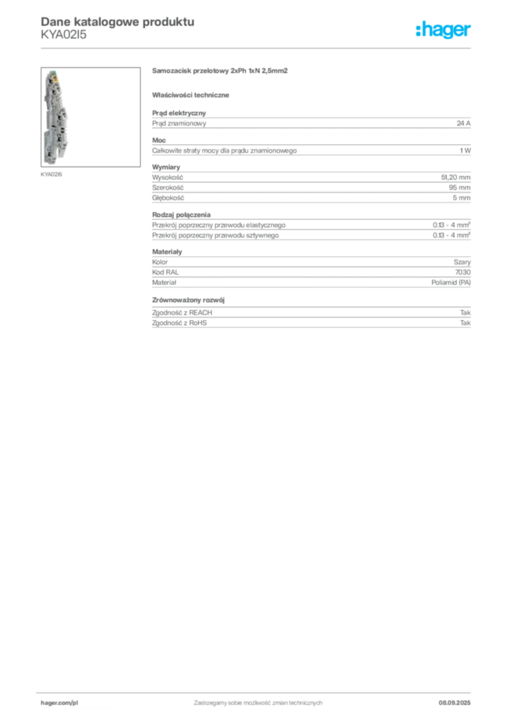 Zdjęcie Hager Dane katalogowe produktu KYA02I5 | Hager Polska