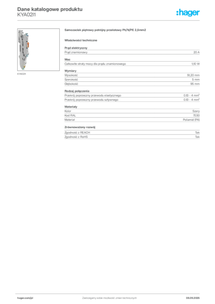 Zdjęcie Hager Dane katalogowe produktu KYA02I1 | Hager Polska